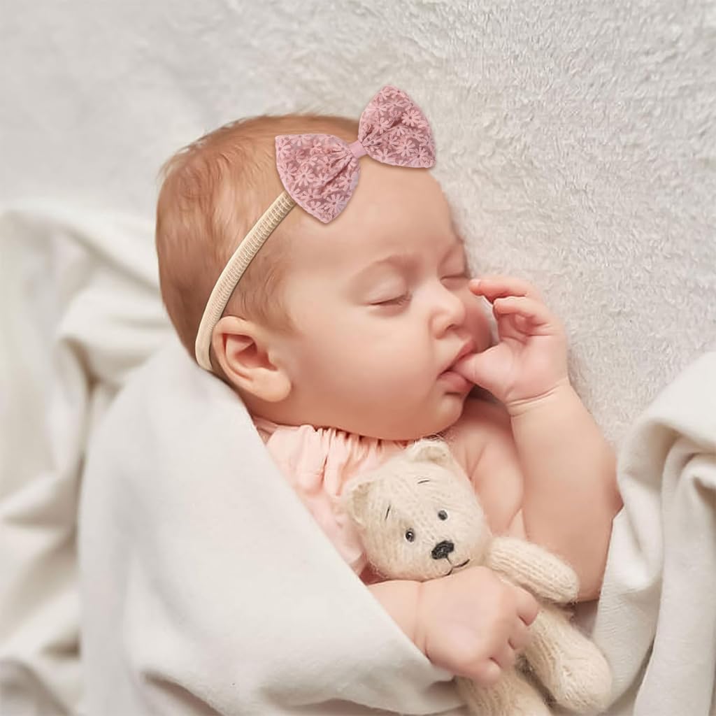 PALAY 4Pcs Headband for Baby Girl Hair Bands Elastic Hair Bows Stylish Handmade Embroidery Daisy Hairband for Newborn Infant Toddlers Kids Gift PALAY 4Pcs Headband for Baby Girl Hair Bands Elastic Hair Bows Stylish Handmade Embroidery Daisy Hairband for Newborn Infant Toddlers Kids Gift